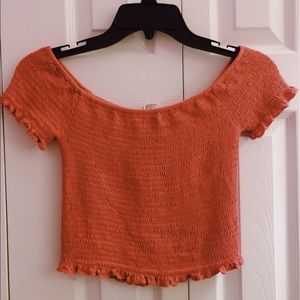 Tilly’s Smocked Off The Shoulder Crop!!